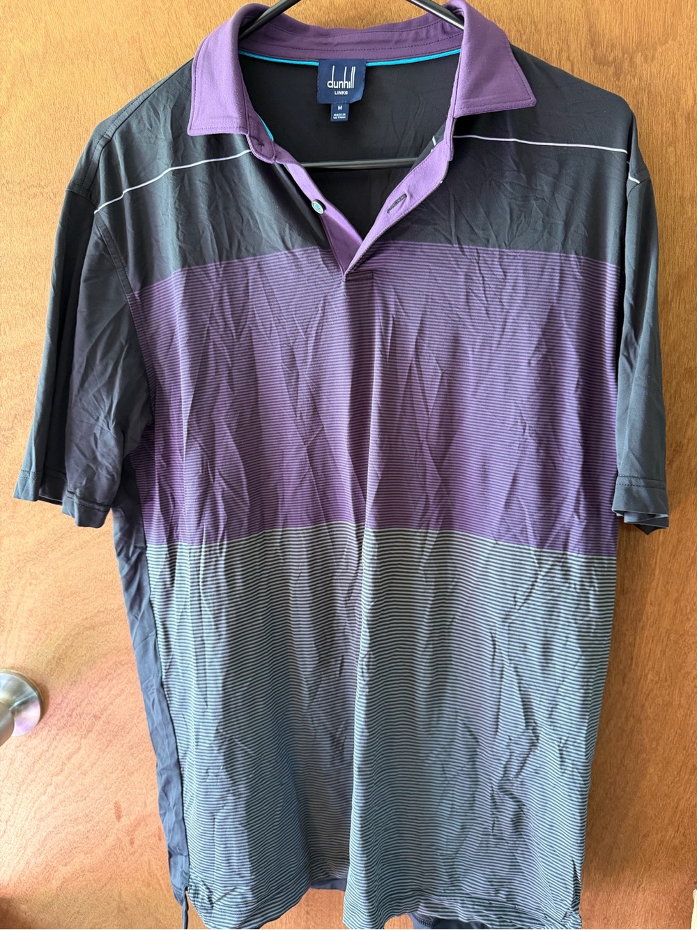 Dunhill Purple and Black Striped Polo Shirt